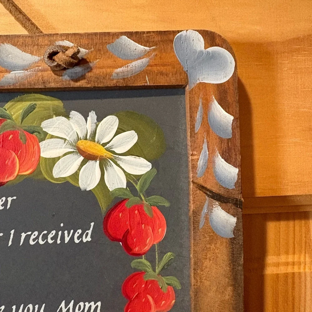 Handmade Rustic Floral Chalkboard Wall Art Poem detail